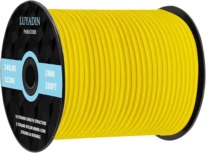 Paracord 240lb - Diameter 2mm Micro Utility Cord -3 Strand Parachute Spool Cord by LUYADIN