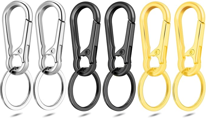 CooBigo 6Pack Assorted Keychain Rings, Metal Key Carabiner Clip, Key Ring Chain by CooBigo