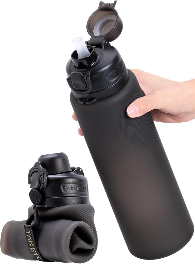 TakeToday Collapsible Water Bottles 32oz, Foldable Travel Bottle, TSA-Approved by TAKETODAY