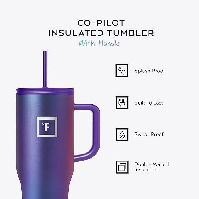 IRON °FLASK Co-Pilot Insulated Mug w/Straw & Flip Cap Lids - Image 2