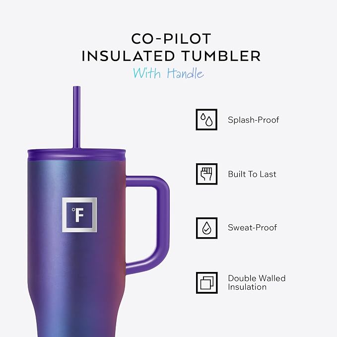 IRON °FLASK Co-Pilot Insulated Mug w/Straw & Flip Cap Lids - Image 2