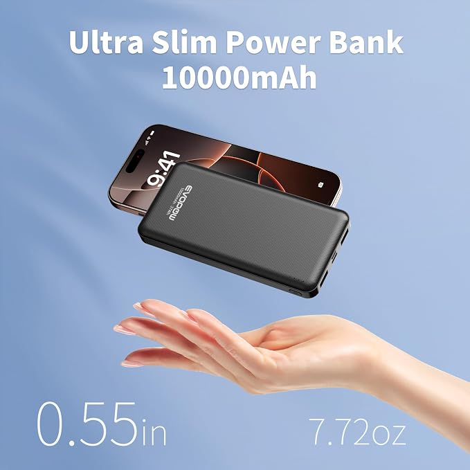 2 Pack Portable Charger, Slimmer 10000mAh Power Bank, USB C in&Out Fast - Image 3