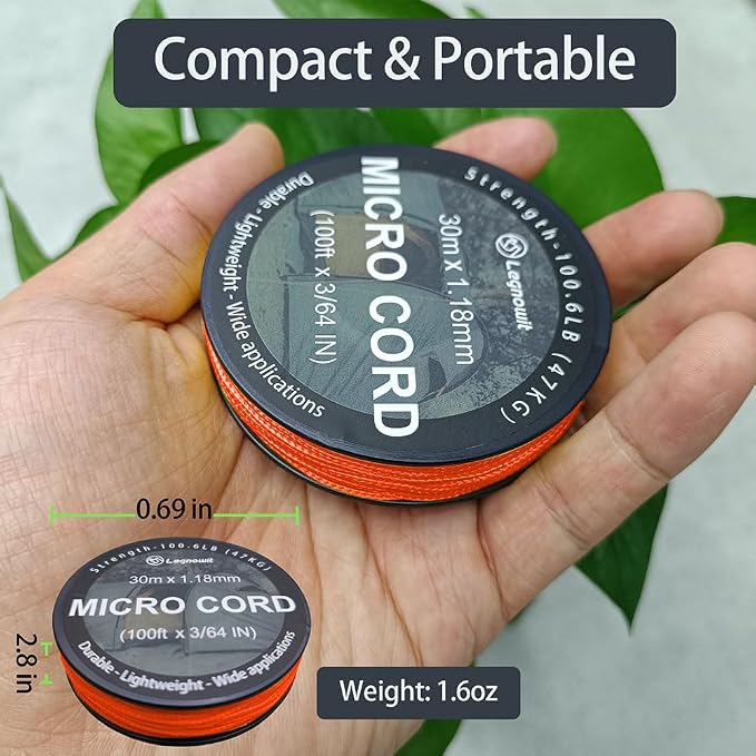 Micro Paracord, 1.18mm x 100ft Thin Mini Utility Braided Small Paracord - Image 3