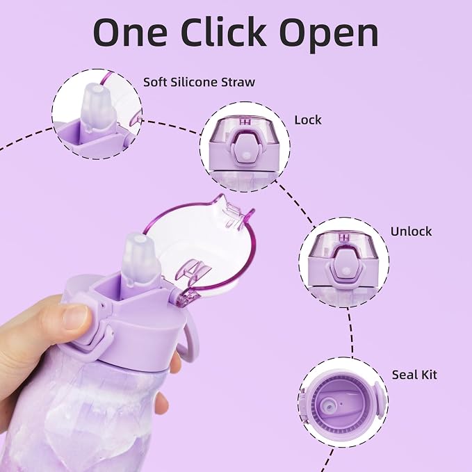 BJPKPK Water Bottle with Straw 25oz Insulated Water Bottles Reusable Stainless - Image 3