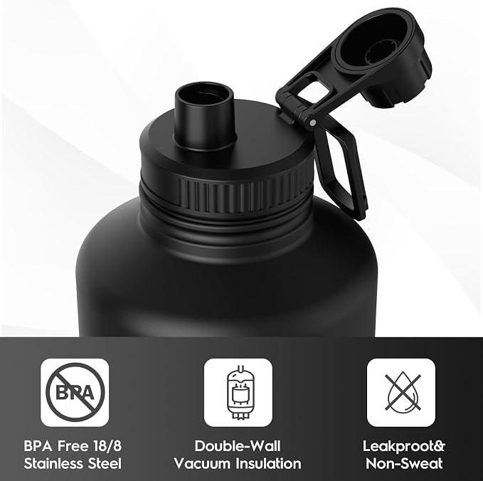Navigate 64 oz Stainless Steel Insulated Water Bottle, Double Walled Leak Proof - Image 5