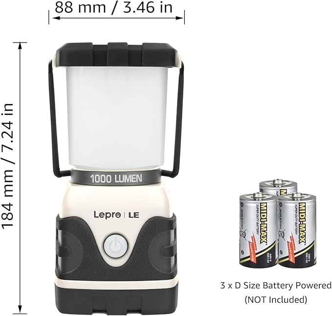 Lepro 1000LM Battery Powered LED Camping Lantern, Camping Essentials, - Image 4