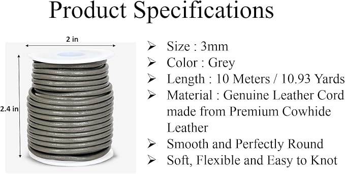 GENIQUE Real/Genuine Round Leather String Cord - Image 3
