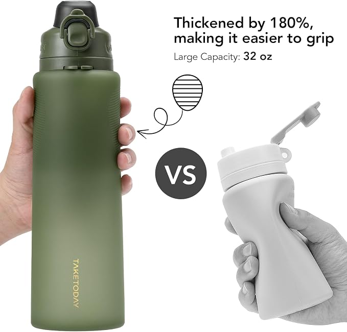 TakeToday Collapsible Water Bottles 32oz, Foldable Travel Water Bottle - Image 3
