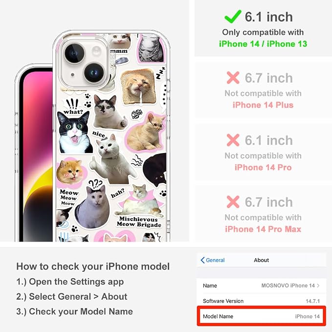 MOSNOVO for iPhone 13/14 Case | Military Grade 6.6ft Drop Tested | Clear - Image 2