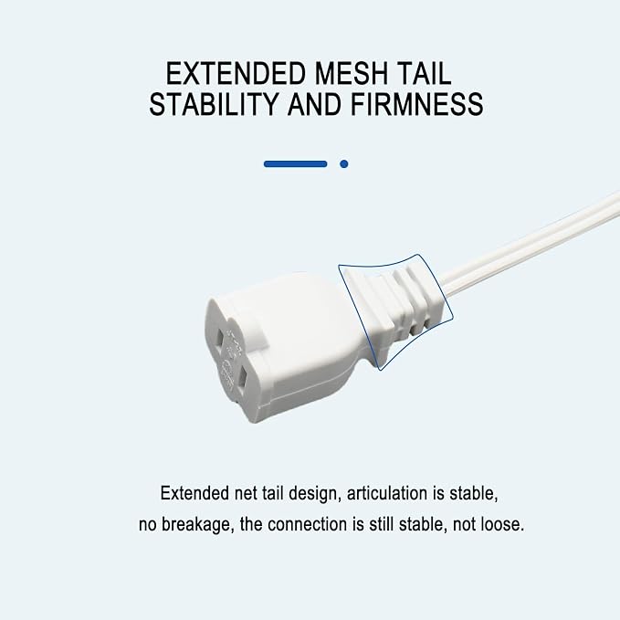100 FT White Extension Cord, 2 Prong Extension Cord 18AWG SPT-2 Flat Cord - Image 4
