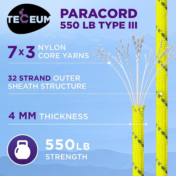 TECEUM Reflective Paracord Rope 1000 – 1000ft/200ft/100ft/50ft – 40+ Colors – - Image 3