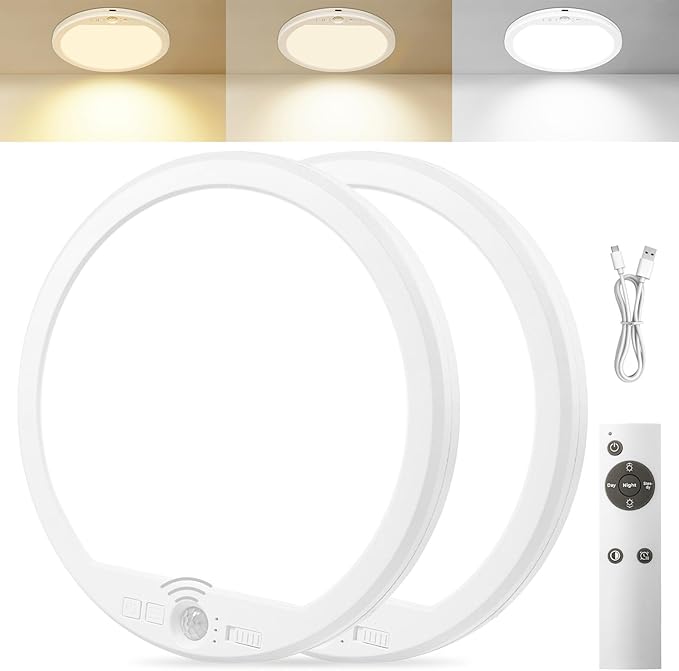 OSIDEN 2 Pack Rechargeable Motion Sensor Ceiling Light by OSIDEN