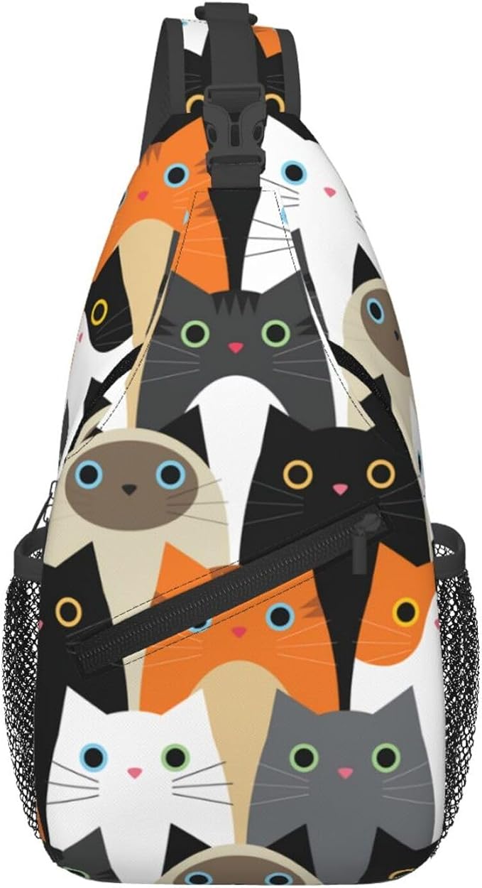 Cute Cats Sling Bag For Women Men Fashion Print Backpack Crossbody Shoulder Bag by Unknown
