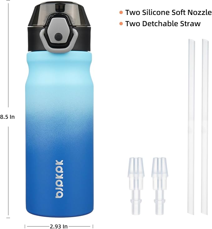 BJPKPK Water Bottle with Straw 18oz Insulated Water Bottles Reusable Stainless - Image 4