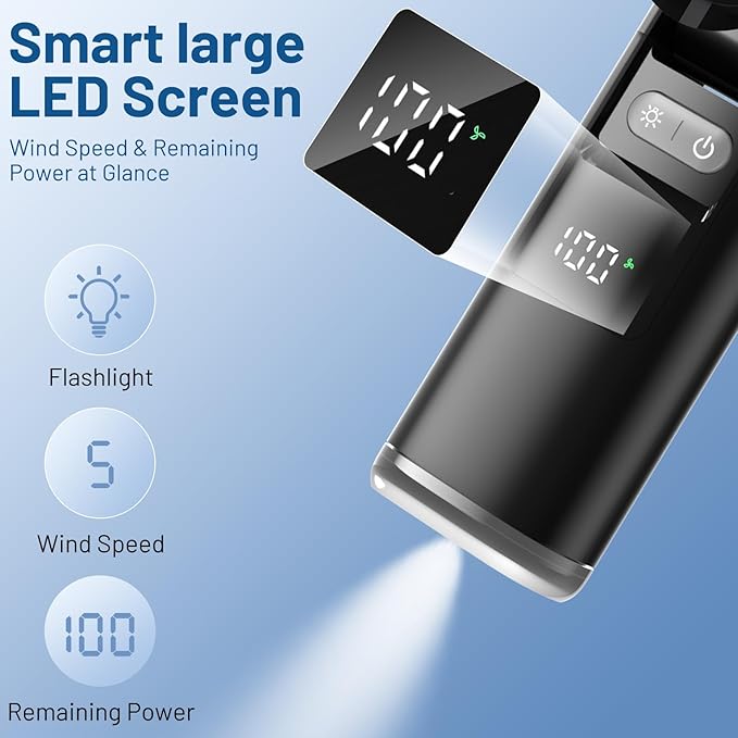 Lerat Portable Handheld Turbo Fan, 5 High-Speed Wind, Battery Operated - Image 5