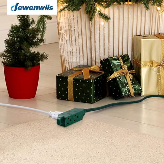 DEWENWILS 3 Outlet Flat Extension Cord Plug Christmas, 3FT 16/3 Awg Grounded - Image 3