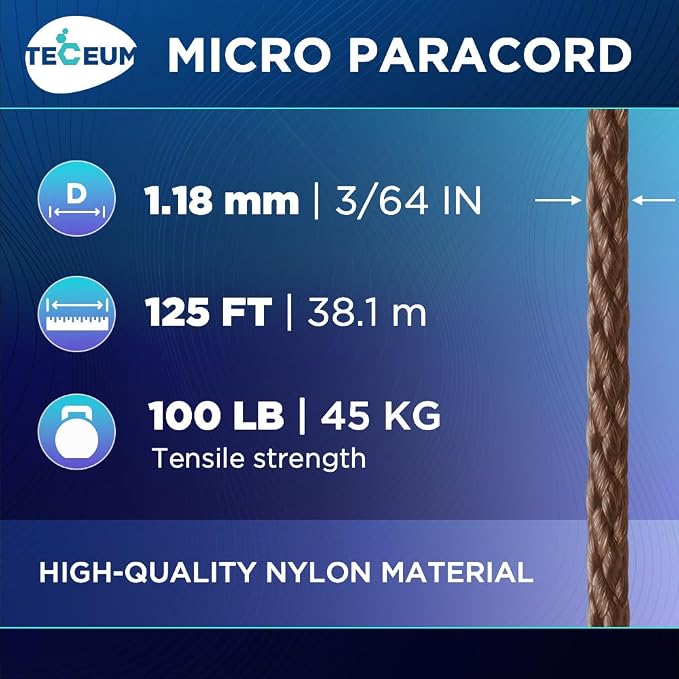 TECEUM Micro Paracord – 1.18 mm X 125 ft – Micro Utility Cord – Thin Braided - Image 2