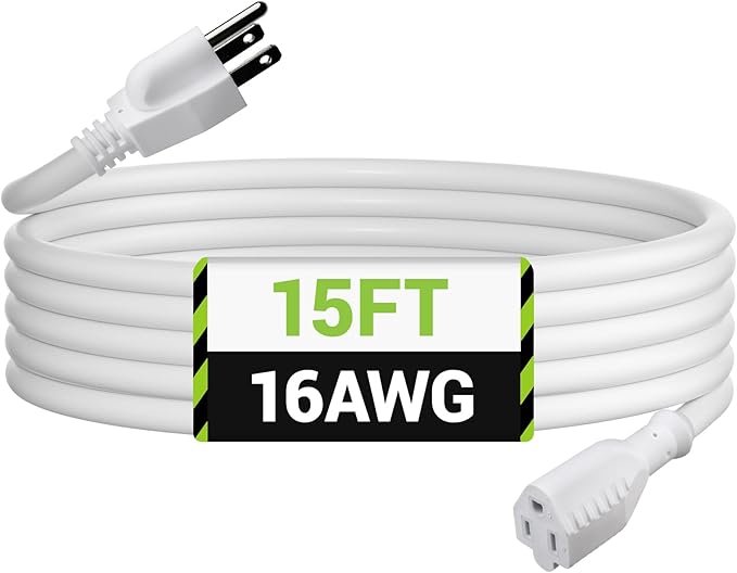 BN-LINK 15ft Outdoor Extension Cord, 16 Gauge General Purpose Power Cord by BN-LINK