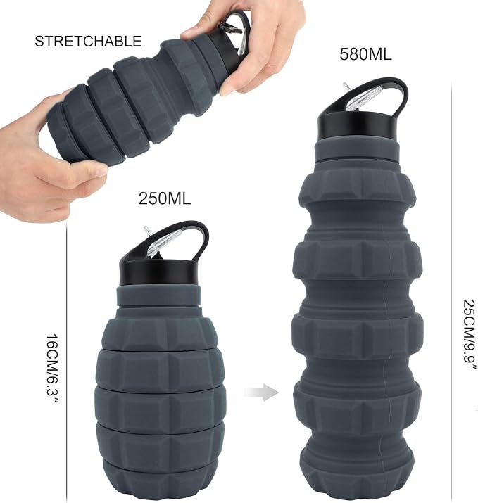 QiCheng&LYS 19.5oz Collapsible Travel Water Bottle, Reuseable BPA Free Silicone - Image 7