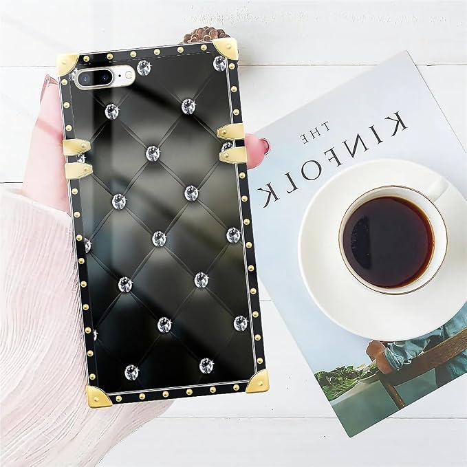 Compatible with iPhone 8 Plus 7 Plus Case, Shiny Black Sofa Crystal Luxury - Image 7