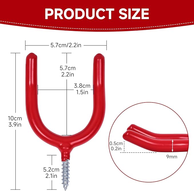 12 Pack Garage Storage System Steel U Hooks - Image 5