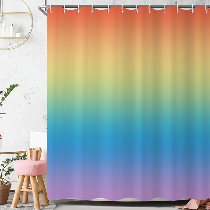 Rainbow Shower Curtain, Children Colorful Rainbow Kid Girls Cute Bathroom - Image 2