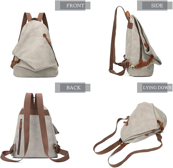 KL928 PU Leather Vintage Backpack – Large Casual Daypack Outdoor Travel - Image 9