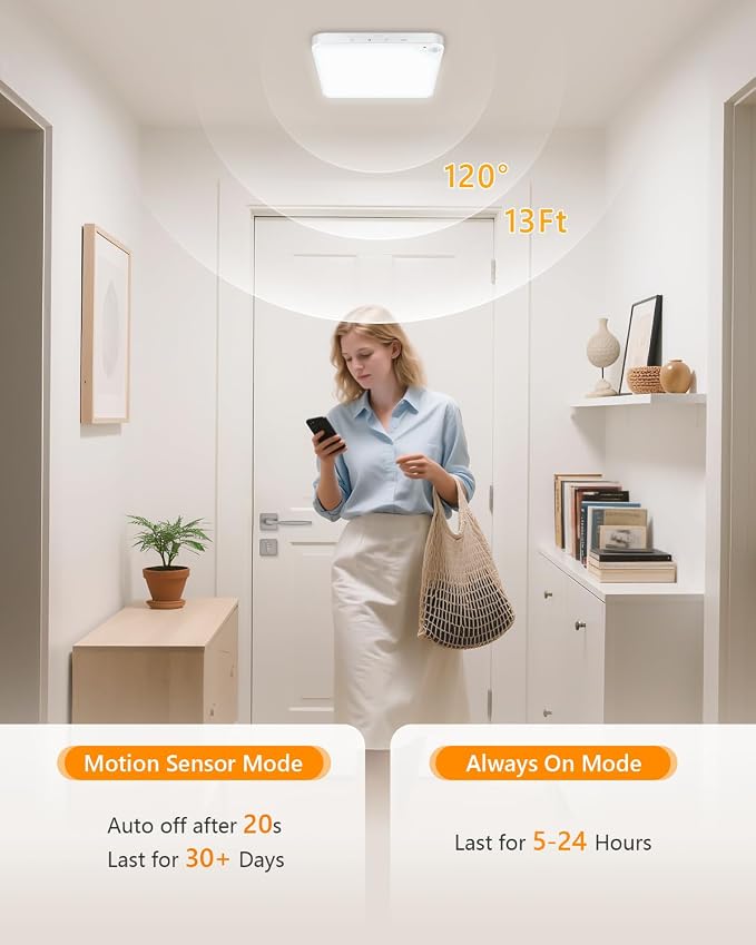 Rechargeable 6W Motion Sensor Ceiling Light Indoor, Wireless Magnetic Stick on - Image 5