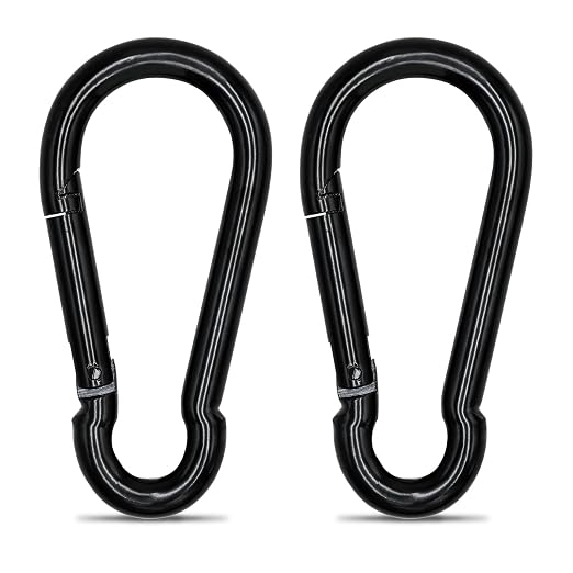 Large Carabiner Clip Hook, 5.5 inch 2 pcs Black Heavy Duty Spring Snap Hook Key by KINLINK