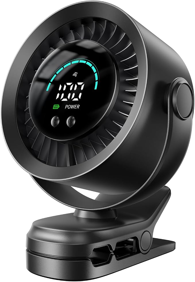 KIMMOO Portable Clip on Fan, 100-Speed Rechargeable USB Fan by KIMMOO