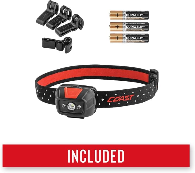 Coast® FL19 365 Lumen Dual Color LED Headlamp, Batteries & Hard Hat Clips - Image 5