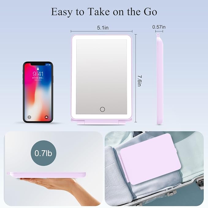 FUNTOUCH Rechargeable Travel Makeup Mirror Lights, Portable 72 Led Lighted - Image 5