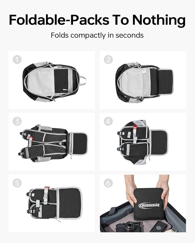 CROSSGEAR 24L Hiking Backpack, Lightweight Foldable Packable Daypack - Image 7