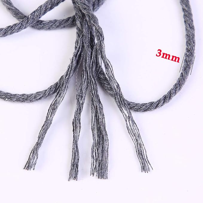 Gray Macrame Cord 3mm x 109Yards, Colored Cotton Rope Craft Cord Colorful - Image 3