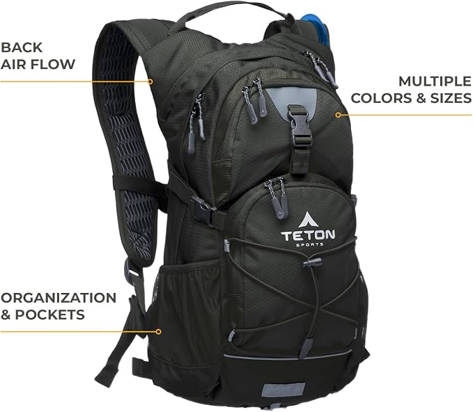 Teton Oasis/Trailrunner Hydration Backpack – Lightweight Water Pack - Image 2