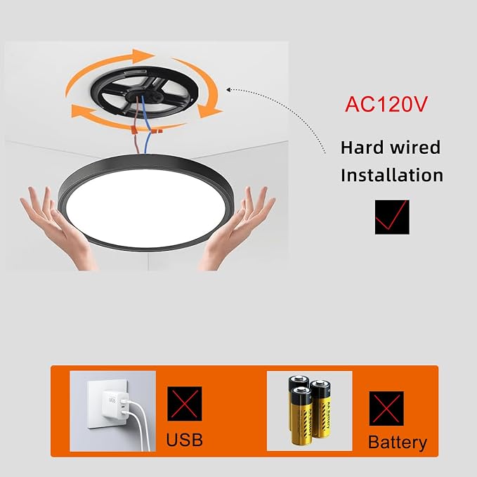 12 Inch Motion Sensor Ceiling Light Indoor Wired, Motion Activated Flush Mount - Image 2