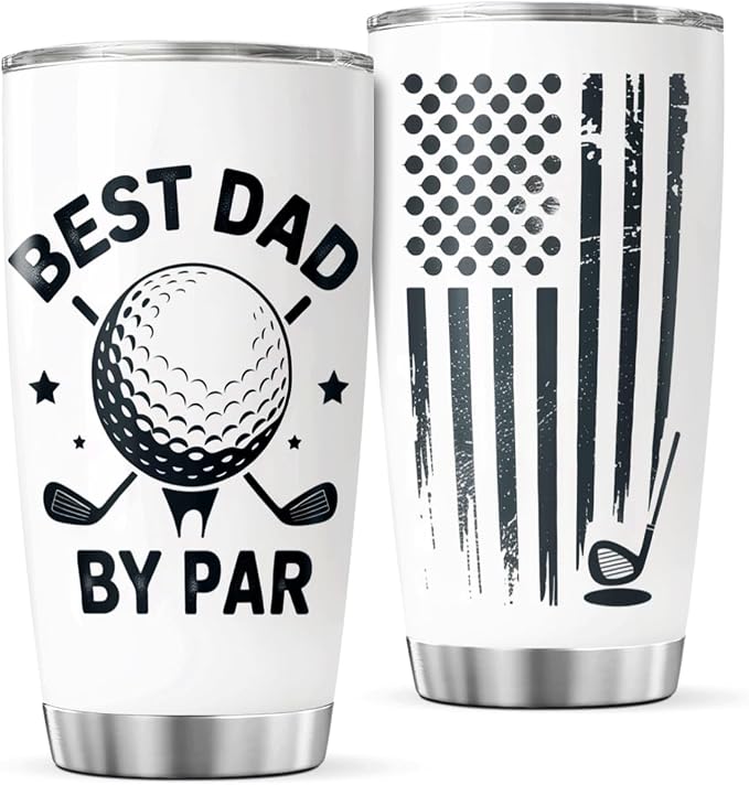 CUBICER Best Dad By Golf Design 20 Oz Tumbler Stainless Steel Gift by CUBICER