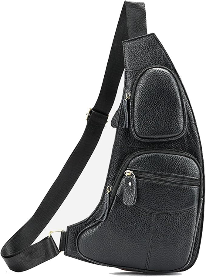 Leather Sling Bag Crossbody Backpack by Hebetag