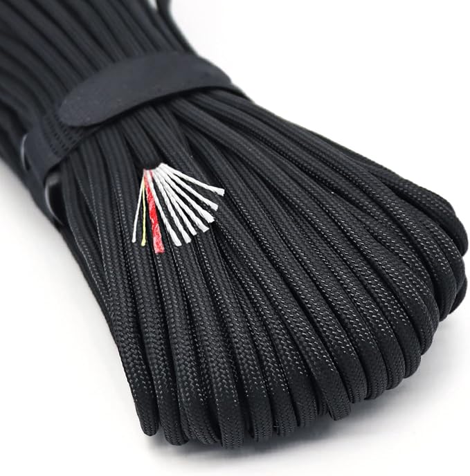 PSKOOK Survival Paracord Parachute Fire Cord Survival Ropes Red Tinder Cord PE by PSKOOK