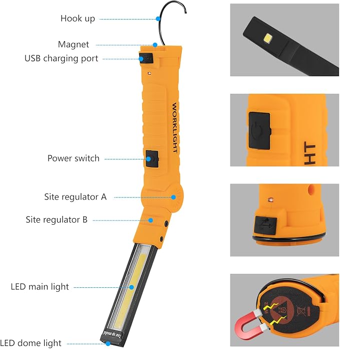 Lmaytech 4 Pack Rechargeable LED Work Lights - Image 2