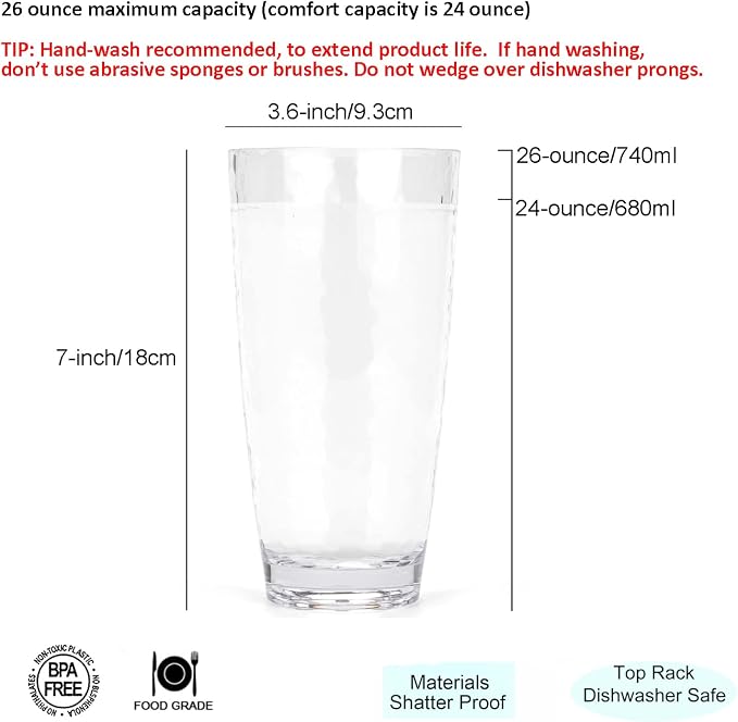 KOXIN-KARLU Hammered 26-ounce Plastic Tumbler Acrylic Glasses - Image 2