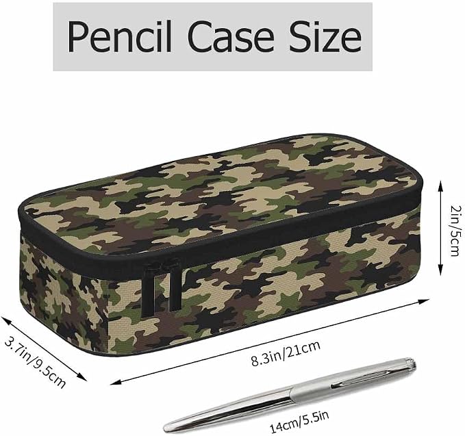Camouflage Pencil Holder Bag Brown Green Abstract Modern Pattern Pencil Case - Image 2