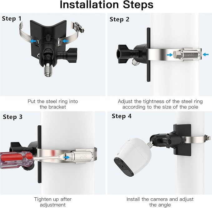 No-Drill Outdoor Security Camera Pole Mount, Universal Pole Mounting Compatible - Image 4