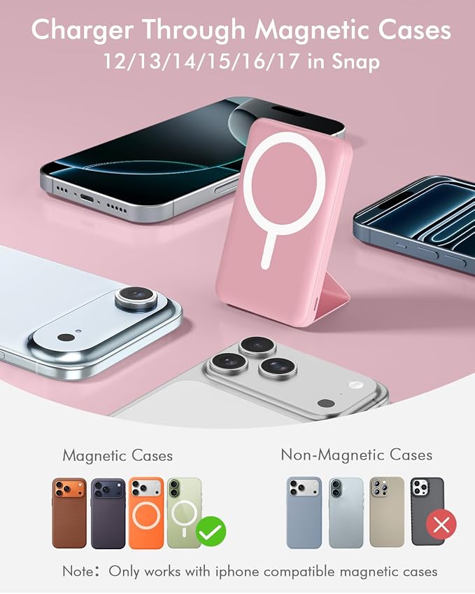 podoru for Magsafe Battery Pack, Foldable 10000mAh Magnetic Power Bank - Image 2
