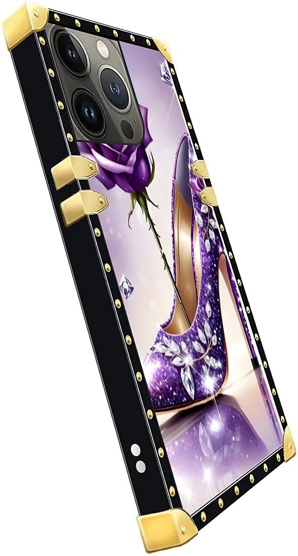 Compatible with iPhone 13 Pro Case, High Heeled Purple Diamond Rose Luxury - Image 4