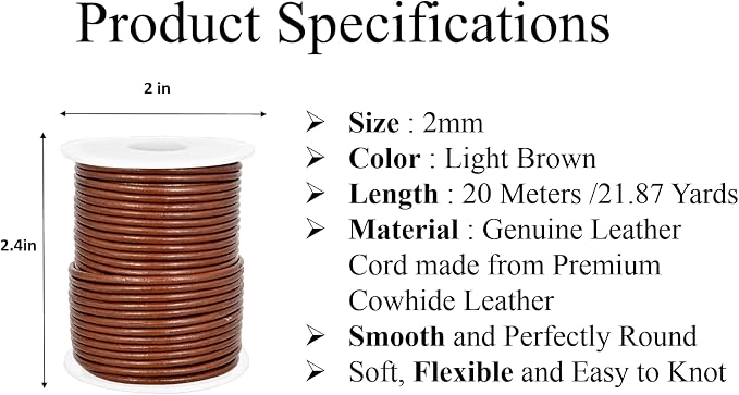GENIQUE Real/Genuine Round Leather String Cord - Image 3