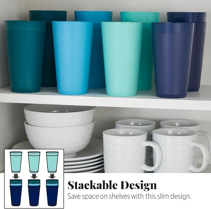 US Acrylic Newport 20 ounce Unbreakable Plastic Stackable Water Tumblers in 4 - Image 6