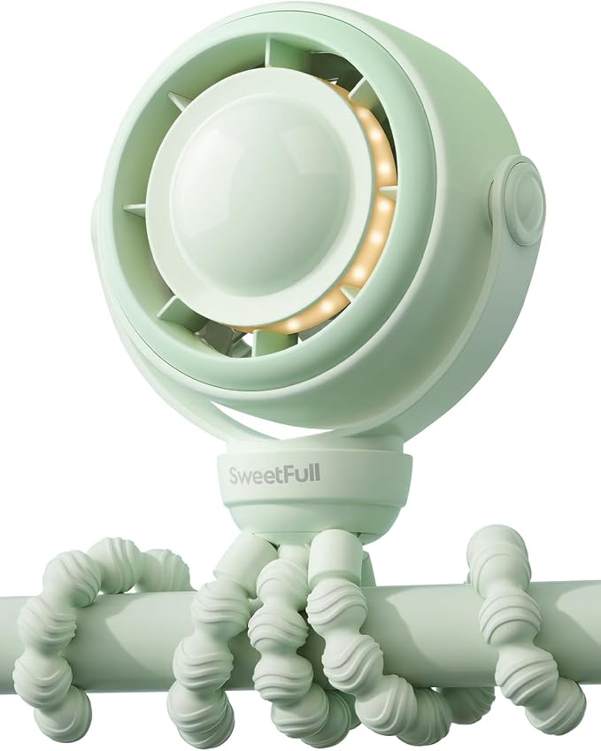 SWEETFULL Baby Stroller Fan - 4000mAh Rechargeable 4-Speed Quiet by SweetFull%C2%AE