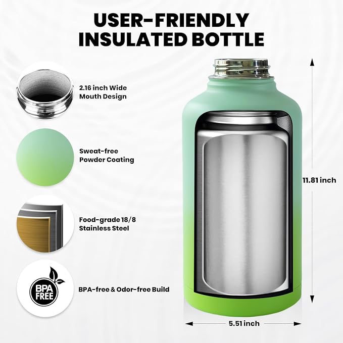 RAYMYLO One Gallon Water Bottle Insulated, Triple Walled Vacuum Stainless Steel - Image 5