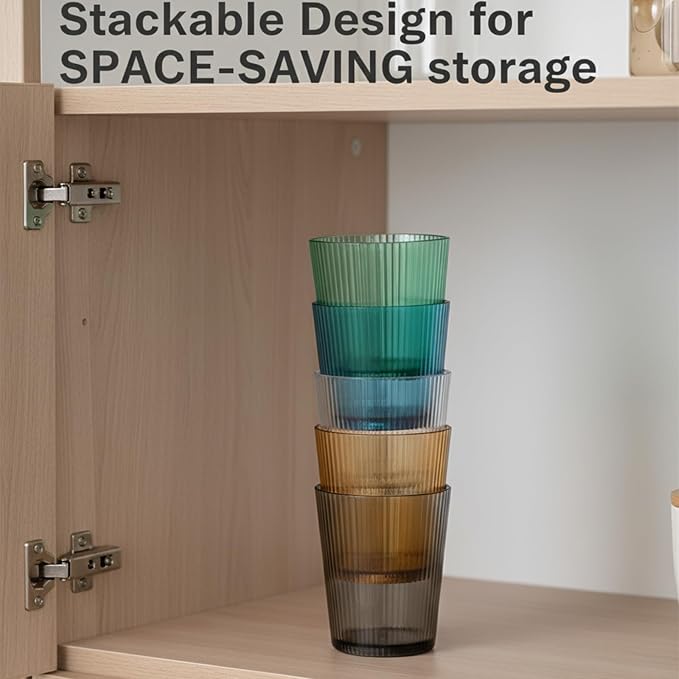 5 PCS Colored Plastic Drinking Glasses, Reusable Acrylic Drinking Cups - Image 7